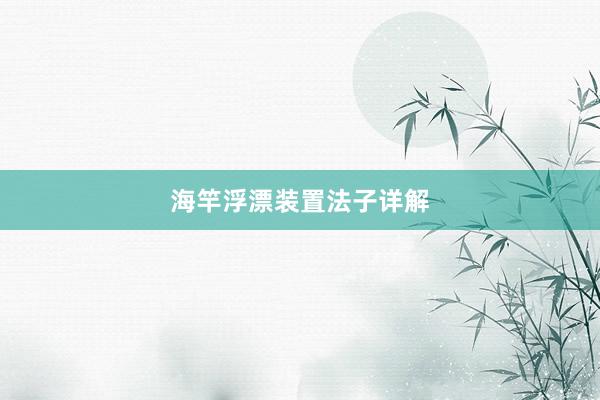 海竿浮漂装置法子详解