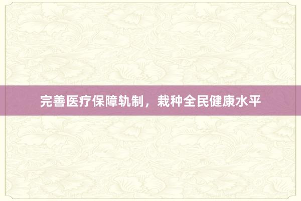 完善医疗保障轨制,栽种全民健康水平